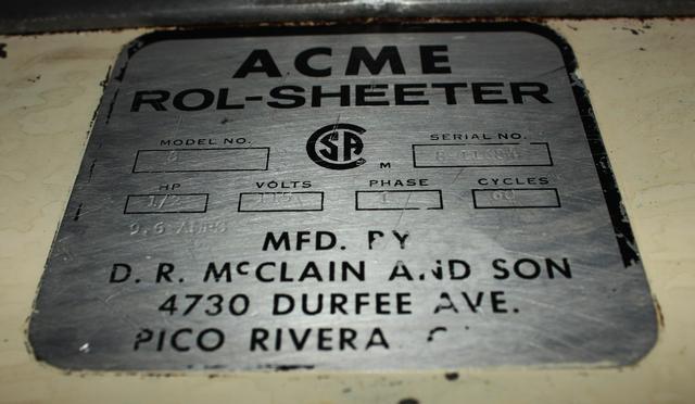 Acme Roll Sheeter Model 8