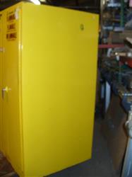 Image 55 Gallon JUSTRITE Yellow Flammable Storage Cabinet with 3 Shelves - 34in X 34in X 65in 1418802