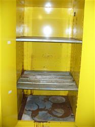 Image 55 Gallon JUSTRITE Yellow Flammable Storage Cabinet with 3 Shelves - 34in X 34in X 65in 1418804